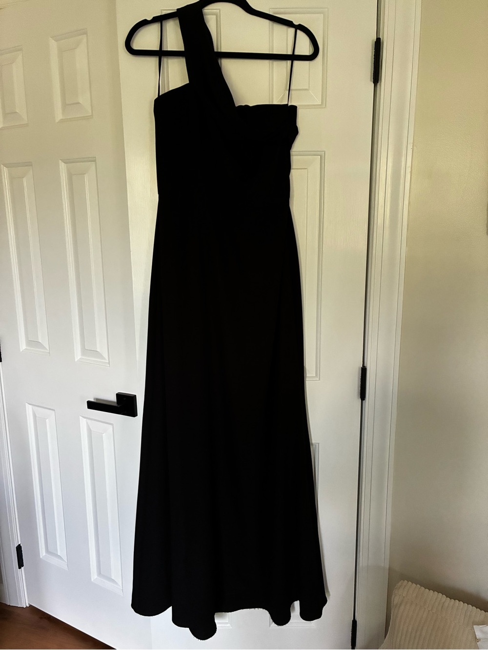 Amsale Black One-Shoulder Evening Gown